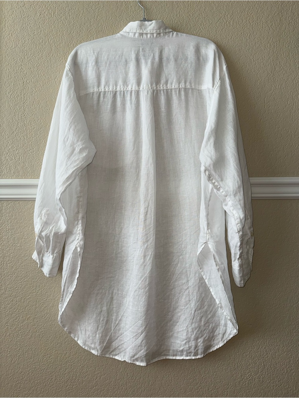 LIKE NEW GAP 100% Linen Weekend Tunic Longline Button Down Crisp White Coastal L - Picture 3 of 8
